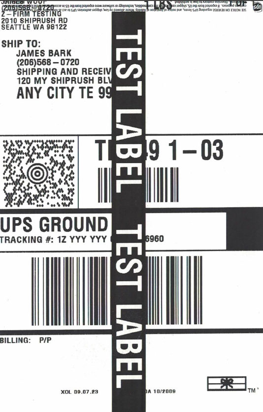 Shipping Label to MCE - Zone 5
